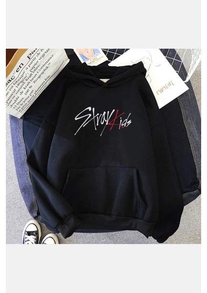 Stray Kids Yazılı Kapşonlu Sweatshirt