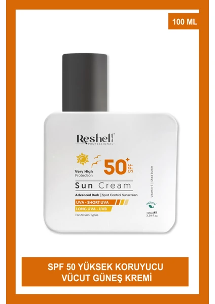 Spf 50+ Yüz ve Vücut Güneş Kremi Leke Karşıtı Ultra Nemlendiricili Tüm Cilt Tipleri Için 100 ml