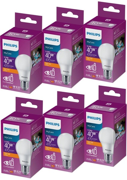 Phılıps LED 5-40W Ampul 2700K Sarı Işık 6lı fiyatları