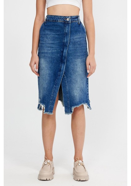 Özel Koleksiyon Yırtmaçlı Yırtık Detaylı Denim Etek (2015) fiyatları