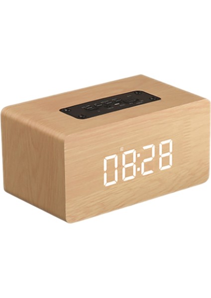Ahşap Bluetooth Hoparlör Çalar Saat Hifi Çevresel Ses Çok Fonksiyonlu Çift Korna W5 (Yurt Dışından)