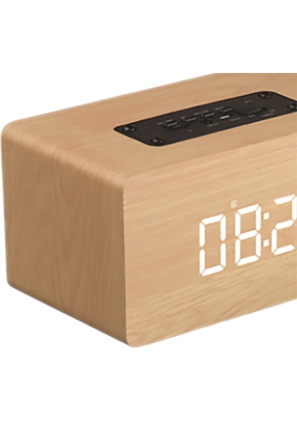 Ahşap Bluetooth Hoparlör Çalar Saat Hifi Çevresel Ses Çok Fonksiyonlu Çift Korna W5 (Yurt Dışından)