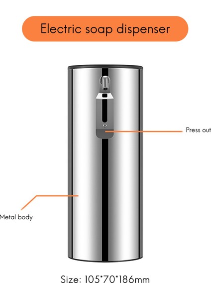 350ML Jel Dispenseri, Metal Paslanmaz Çelik Elektrikli Sabunluk, Duş Jeli Deterjan, Hafif Dokunuşlu Sabunluk (Yurt Dışından)