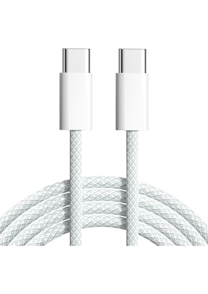 15 Macaron Veri Kablosu Için Çift Tip-C Hızlı Şarj Örgülü Veri Kablosu C'den C'ye 60W 100CM Şarj Kablosu, Gri Beyaz (Yurt Dışından) fiyatları
