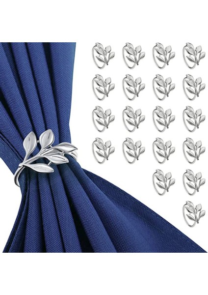 20 Adet Gümüş Yaprak Peçete Halkaları - Masa Peçeteleri Için Gümüş Peçete Halkası - Tatil Peçete Halkaları Parti Için Güz Peçete Halkaları (Yurt Dışından)