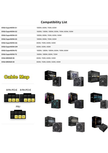 Psu VGA Erkek Çift Pcıe 8 (6 + 2) Pin Erkek Pcıe Gpu Güç Kablosu G + G2 G3 G5 Ga B3 B5 T2 Modüler Güç Kaynağı (Yurt Dışından) indirimleri