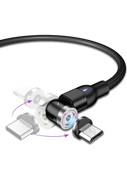 540 Manyetik Kablo Mikro USB Tip C Hızlı Şarj Telefon Mıknatıslı Şarj Cihazı 12 11 Pro x Max 7 8 Artı (Yurt Dışından)