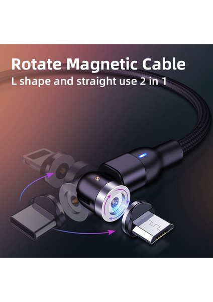 540 Manyetik Kablo Mikro USB Tip C Hızlı Şarj Telefon Mıknatıslı Şarj Cihazı 12 11 Pro x Max 7 8 Artı (Yurt Dışından)