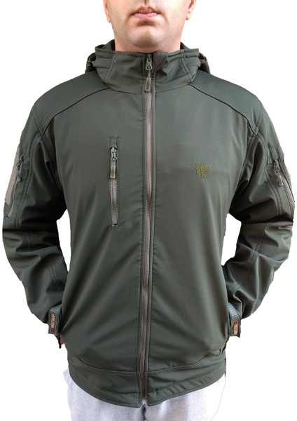 Softshell Kapüşonlu Haki Mont Xxl