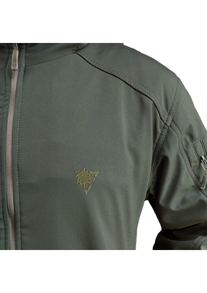 Softshell Kapüşonlu Haki Mont Xxl