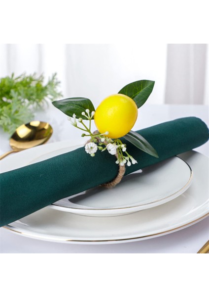 Limon Peçete Halkaları 6 Limon Asma Yaprağı Peçete Sahipleri Set Yemek Masası Süsü Ziyafet Düğün Doğum Günü Noel A (Yurt Dışından)