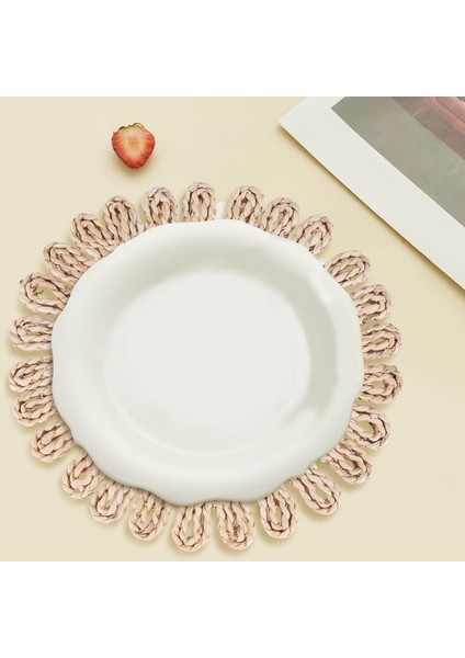 Yemek Masası Için Yuvarlak Dokuma Placemat, Tatil Mutfak Masa Mat Için Doğal Örgülü Rattan Tablemat Hollow Hasır Plakalar (Yurt Dışından)