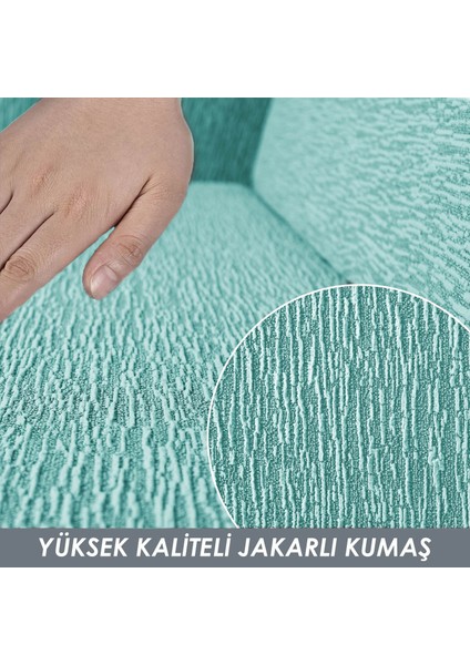 Jakarlı Tek Kişilik Lastikli Koltuk Kılıfı Çekyat Koltuk Örtüsü Streç Esnek kanepe kılıfı Düz Desen Mint fiyatları