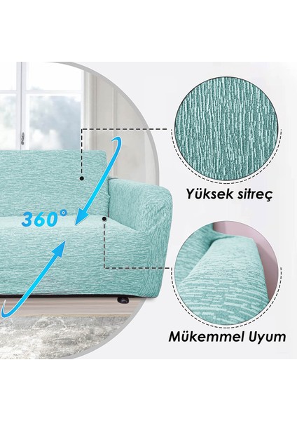 Jakarlı Tek Kişilik Lastikli Koltuk Kılıfı Çekyat Koltuk Örtüsü Streç Esnek kanepe kılıfı Düz Desen Mint modelleri