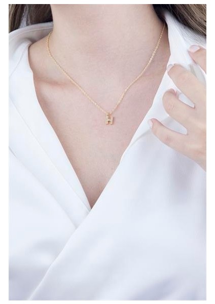 H Harfli Gold Zincir Kolye