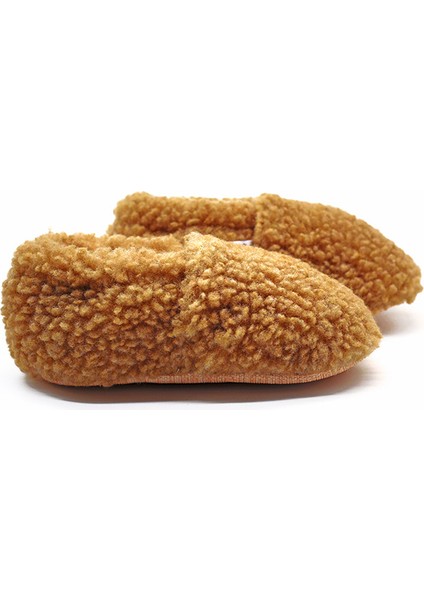 Kahve Peluş Pamuklu Kaydırmaz Ilk Adım Bebek Patik