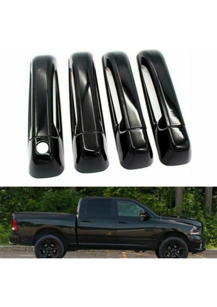 Ram Pickup Için Kapı Kolu Kapağı 1500 2500 3500 4000 09-18 Araba Dış Şekillendirici Aksesuarları Parlak Siyah 8 Adet (Yurt Dışından)