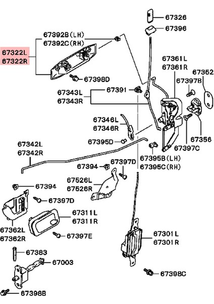 MR156875 Ön Sol Yan Araba Dış Dış Kapı Kolları Gümüş Montero V31 V32 V33 V46 1997-2000 (Yurt Dışından)