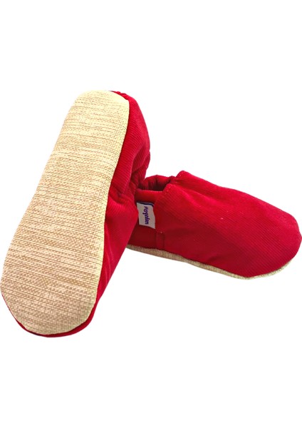 Kırmızı Fitilli Kadife Pamuklu Kaydırmaz Ilk Adım Bebek Patik modelleri