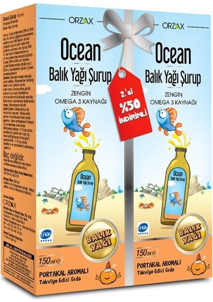 Ocean Portakal Aromalı Balık Yağı Şurubu 150 ml – 2.’si %50 İndirimli