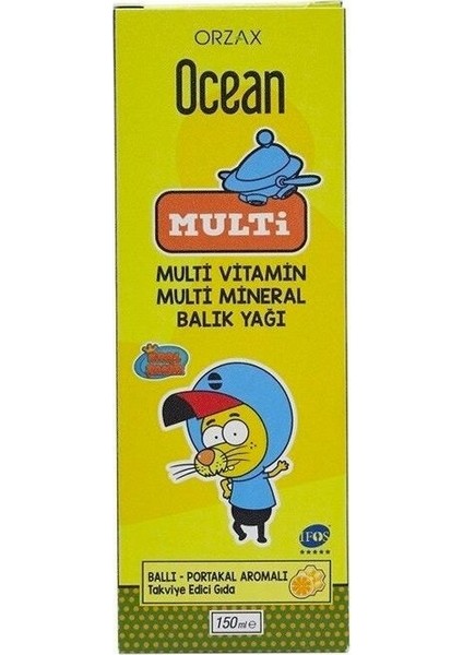 Ocean Balık Yağı Şurup Ballı Portakal Aromalı 150 ml Kral Şakir Kutuda