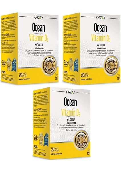 Ocean Vitamin D3 600 Iu 20ML Sprey 3 Kutu