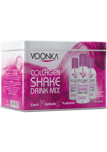 Beauty Collagen Shake Portakal ve Şeftali 15 x 50 ml