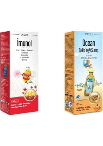 Ocean Portakallı Balık Yağı Şurup + Ocean  Imunol Şurup 2'li Set