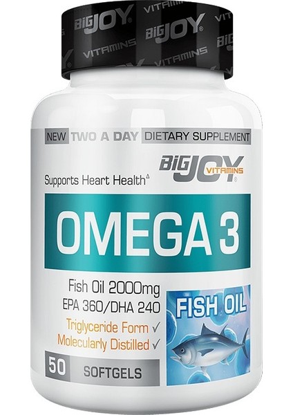 Bigjoy Vitamins Omega 3 2000 Mg ( 360 EPA / 240 DHA ) 50 Softgel BİG351924