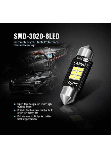 3020 Chipset LED Ampuller 36MM Festoon DE3175 6428 Xenon Beyaz (Yurt Dışından) indirimleri