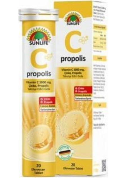 Vitamin C Çinko ve Propolis 20 Efervesan Tablet