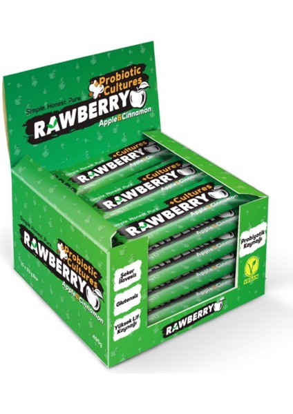 Probiyotik Elma Tarçın Ilave Şekersiz Vegan Glutensiz Kuruyemiş Bar 15'li