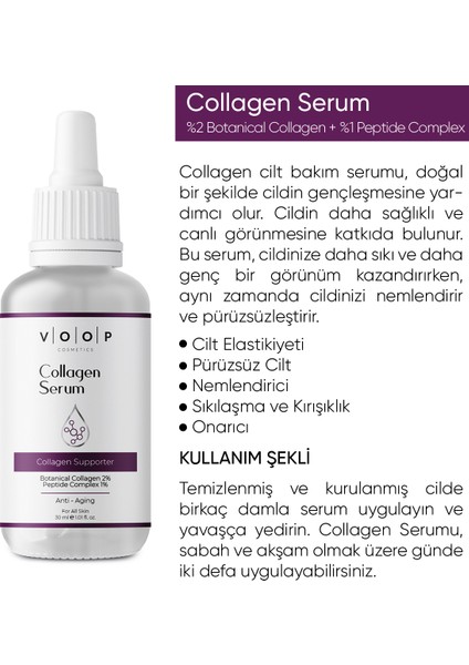 Collagen Serum | Yaşlanma Karşıtı %2 Botanik Collagen %1 Peptit - 30 ml