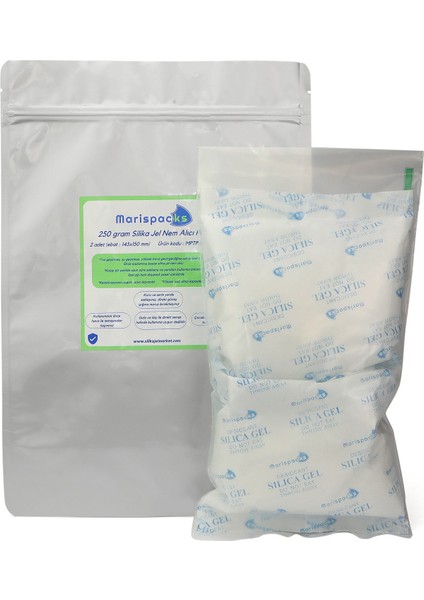 250 G x 2 Adet Silikajel Nem Alıcı Paket (Nonwoven, Aluminyum Doypack Ambalajda)