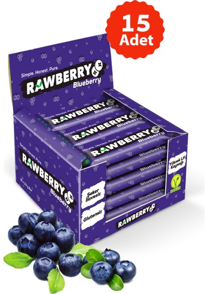 Blueberry Şeker Ilavesiz Vegan Glütensiz Kuruyemiş Bar 15 Adet
