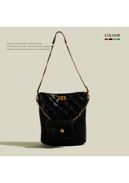 Niş Ekleme Zinciri Büyük Kapasiteli Çanta Sonbahar ve Kış Kadınlar Için Retro Crossbody Kova Çantası (Yurt Dışından)