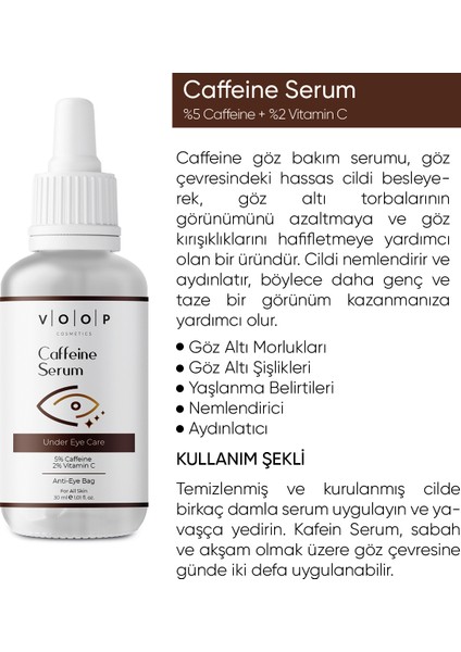 Göz Çevresi Bakımı Kafein Serum Göz Altı Morlukları Torbalanma Karşıtı 30 ml 5%caffeine 2%vitamin C fiyatları