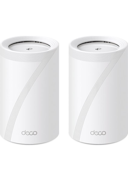 TP-Link Deco BE65(2-pack), BE9300 Mbps, 4 × 2.5 Gbps Portlar, 320 MHz Kanallar, 6 GHz Bandında Çalışır, 200 Cihaza Kadar Bağlanılabilirlik, VPN, WPA3, Üç Bantlı Wi-Fi 7 Mesh Sistemi