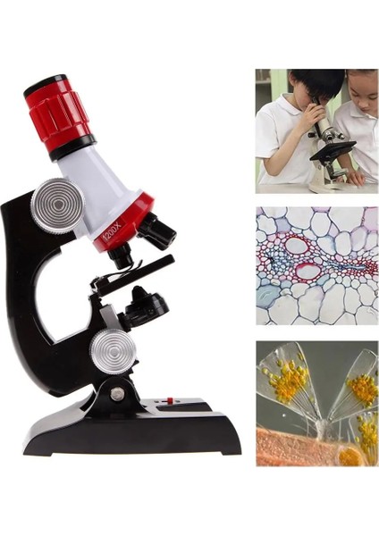100X-1200X Eğitici Mikroskop Kiti Zoom Science LED Işıklı + 12 Adet Biyolojik Örnek Hediye