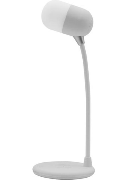Kablosuz Akıllı Şarj Cihazı Için LED Masa Lambası Ev Ofis Başucu Masa Gece Lambası Bluetooth Bağlantılı Hoparlör Beyaz (Yurt Dışından)