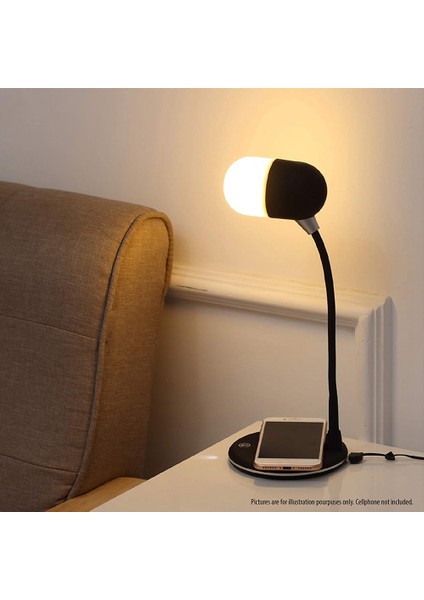Kablosuz Akıllı Şarj Cihazı Için LED Masa Lambası Ev Ofis Başucu Masa Gece Lambası Bluetooth Bağlantılı Hoparlör Beyaz (Yurt Dışından)
