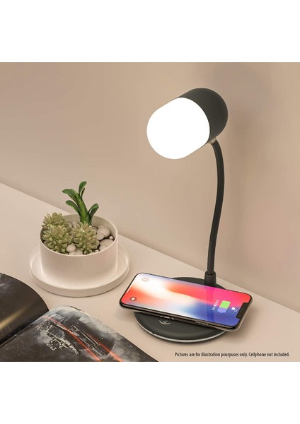 Kablosuz Akıllı Şarj Cihazı Için LED Masa Lambası Ev Ofis Başucu Masa Gece Lambası Bluetooth Bağlantılı Hoparlör Beyaz (Yurt Dışından)
