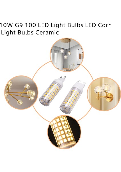10W G9 100 LED Ampuller LED Mısır Ampuller Seramik, Titreme Yok, Geniş Işın Açısı, 2pcs Doğal Beyaz (Yurt Dışından)