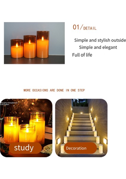 Plastik Kapak Tek Parça Simülasyon Düğün Bar Dekorasyon Doğum Günü Uzaktan Kumanda LED Elektronik Mum Işığı, Set C (Yurt Dışından)