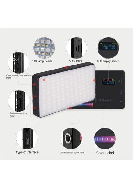 Rgb Taşınabilir Cep El LED Aydınlatma Slr Kamera Vlog Fotoğraf Işığı (Yurt Dışından)