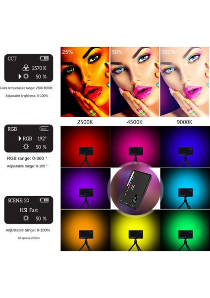 Rgb Taşınabilir Cep El LED Aydınlatma Slr Kamera Vlog Fotoğraf Işığı (Yurt Dışından) modelleri
