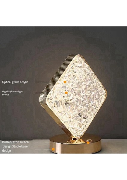 Led, Elmas Üç Renkli Masa Işığı, Dokunmatik Karartma, Başucu Işığı, Romantik Elmas USB (Yurt Dışından) indirimleri