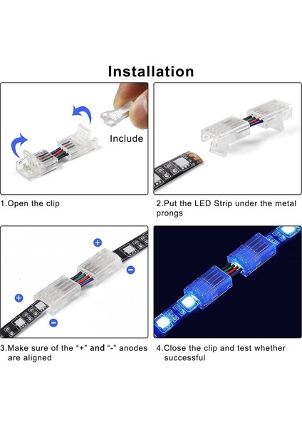 4-Pin Rgb LED Işık Şeridi Konnektörleri, 5050 Smd 4 Iletken Için 0,39 Inç Lehimsiz Adaptör Terminali Uzatma Konnektörü (Yurt Dışından) fırsatları