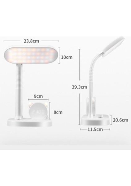 LED Okuma Masası Lambası Kademesiz Karartma Şarj Edilebilir Işık-Renk Anahtarı Başucu Saat Kalem Tutucu Gece Işıkları (Yurt Dışından)