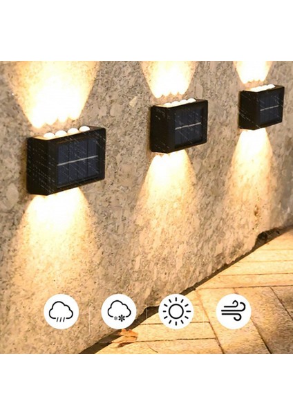 4 Paket Güneş Enerjili Duvar Işıkları Açık Su Geçirmez LED Güneş Lambası Bahçe Balkon Avlu Dekoru Için Yukarı ve Aşağı Aydınlık Aydınlatma A (Yurt Dışından) indirimleri